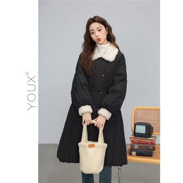 又巷【暖心小夜曲】90白鴨絨黑色羽絨服女2025冬季時尚中長款大衣
