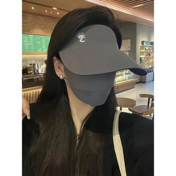 王一博同款男防曬帽子女夏天折疊輕便休閑百搭空頂防紫外線太陽帽