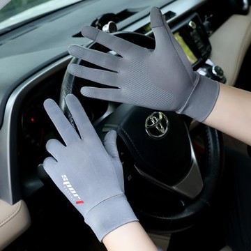 手套男夏季冰絲韓版防滑觸屏薄款透氣騎行摩托車開車全指防曬手套