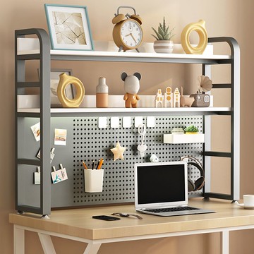 桌面置物架辦公書桌多層書架鐵藝桌上學生電腦桌上收納洞洞板書架