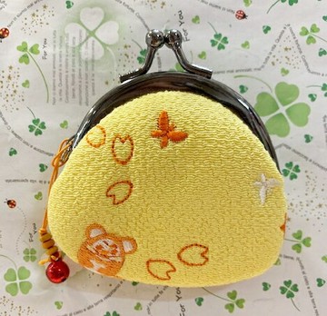 【震撼精品百貨】招財貓 招き猫 日本招財貓珠扣零錢包/置物包(S)-黃#04251 震撼日式精品百貨