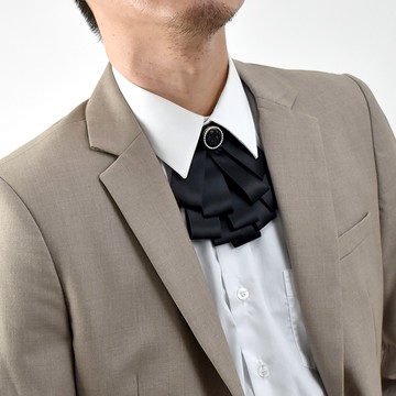 圓型黑鑽緞帶領結【NL236】