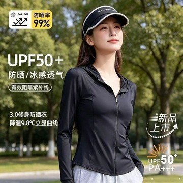 ⭐臺灣熱賣好物⭐小版型防曬衣女款冰皮涼感修身連帽收腰輕薄戶外防紫外線防曬服外