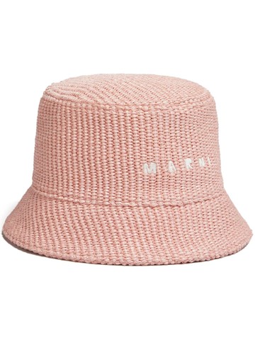 Marni - logo-embroidered woven bucket hat - women - Cotton/Polyamide - S - Pink