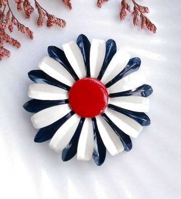 Vintage Jewelry  經典三色 琺瑯花 花卉 別針  胸針
