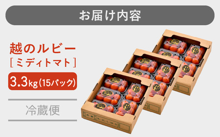 サーファーマーがつくる！ 三里浜砂丘地産 「越のルビー」 ミディトマト3.3kg  [C-2703]