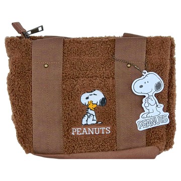 Kiiwi O SNOOPY 泰迪QQ毛兩用隔層托特包  23 x 12 x 19cm  棕色