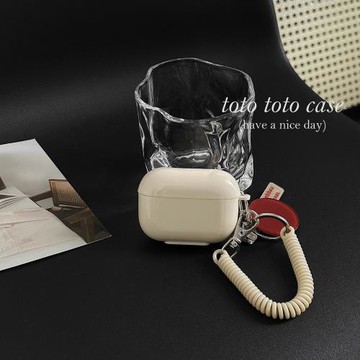 ins小眾英文掛件米白色Airpodspro耳機套小適用蘋果2/3代藍牙無線保護套Airpods4代新款pro2簡約高級感軟殼