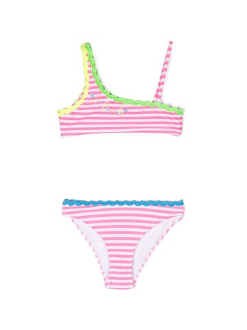 MC2 Saint Barth Kids - logo-embroidered striped-print bikini - kids - Spandex/Elastane - 2 yrs - Pink