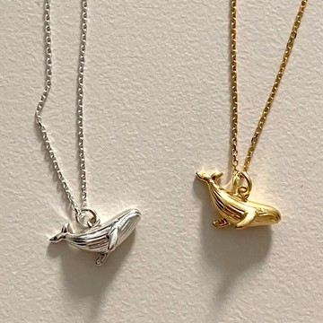 925 純銀項鍊 項鍊女 簡約ins風 項鍊 女生項鍊 通體純銀 鎖骨鍊 鯨魚吊飾 吊墜 18k 金項鍊 送閨蜜 323
