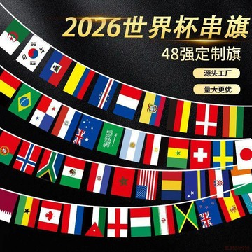 桃園出貨✨2026世界盃48強定製國旗室內室外裝飾酒吧氛圍小組賽國家隊串旗