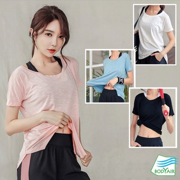 【BODYAIR】寬版柔軟透紋短袖上衣(瑜珈.慢跑.運動.健身.透氣.舞蹈.運動服)