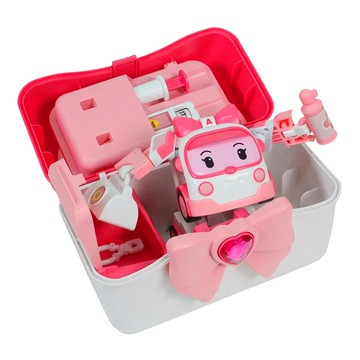 Silverlit 銀輝 LED變形安寶手提基地 攜帶方便 可變身機器人 附贈小配件 頭頂有LED閃燈  粉色  1組