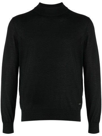Brioni - logo-patch cashmere jumper - men - Cashmere/Silk - 46 - Black