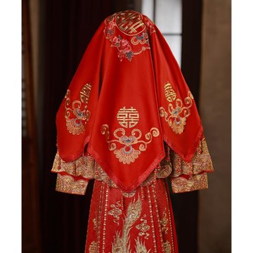新娘結婚紅蓋頭2025高檔出嫁蒙頭巾刺繡大紅色秀禾服喜帕中式婚禮