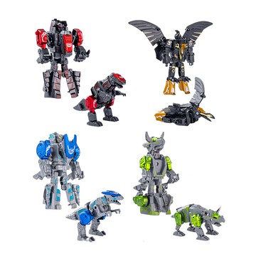 合金鋼甲獸變形機器4件組  恐龍版(翼龍 + 迅猛龍 + 霸王龍 + 角龍)  1組