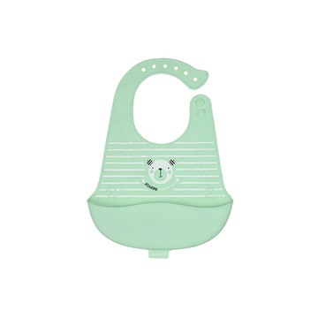 aguard 動物矽膠圍兜  具備調節孔  食品級矽膠材質  薄荷熊  1個