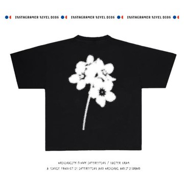 羈客Halter Gram 250克重磅花朵vintage涂鴉潮牌短袖T恤男女同款