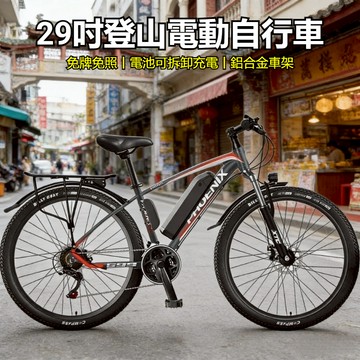 【⚡電池可拆卸⚡】29吋登山自行車 免掛牌電動車 電動腳踏車 戶外騎乘 校園代步 上班通勤 鋁合金登山電動車