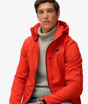 Superdry Men's Hooded Soft Shell Trekker Jacket Orange Size: XL