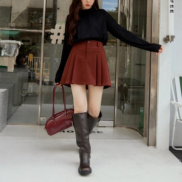 OB嚴選 保暖毛呢後腰鬆緊百褶裙 《CA3073》大尺碼/女裝/現貨