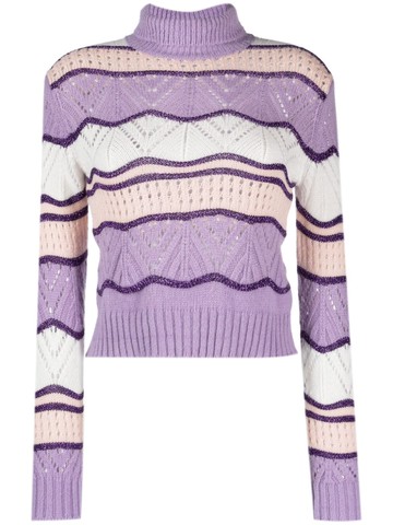 LIU JO - striped roll-neck jumper - women - Acrylic/Wool/Polyamide - XS - Purple