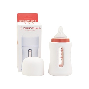 JOHANSON bebis 溫暖安心玻璃奶瓶 160ML 寬口徑保溫防摔  1個  白色