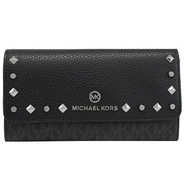 MICHAEL KORS Jet Set Charm 鉚釘造型三折零錢長夾.黑
