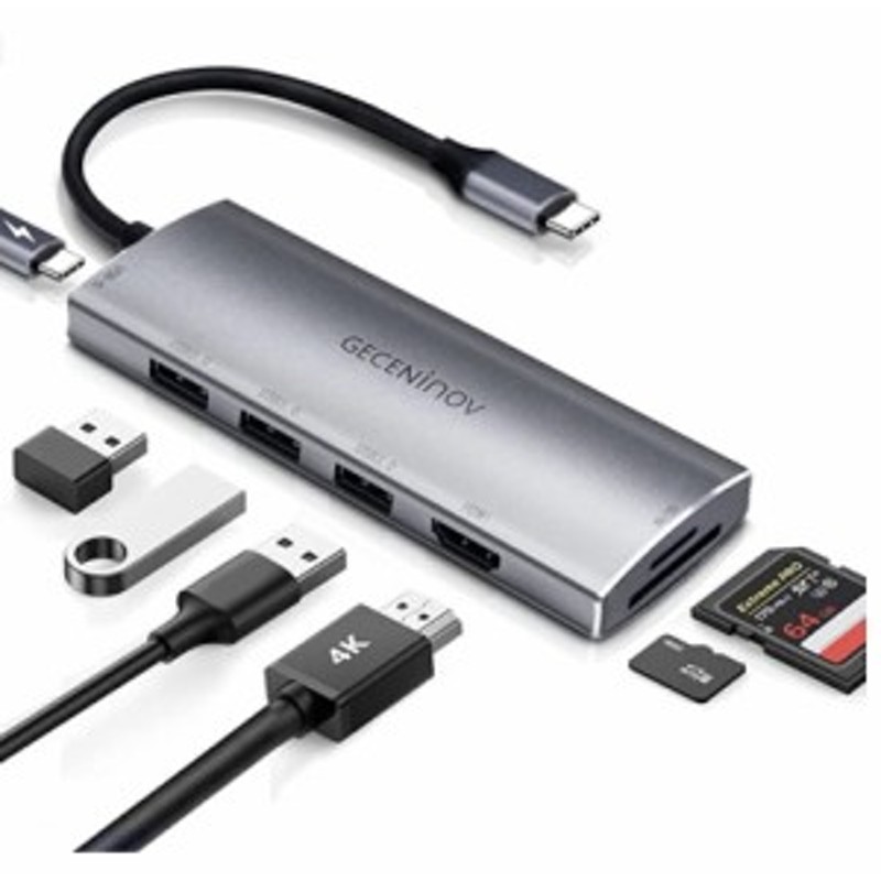 USB Type C ハブ USB C ドッキングステーション 高速データ転送TF/SDカードリーダー Gecen USB3.0ポート*3、PD急速充電 ポート*1、4K解像 通販 LINEポイント最大10.0%GET | LINEショッピング