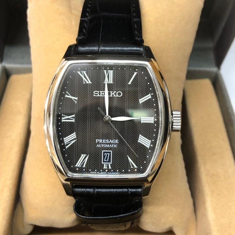 中古】SEIKO プレサージュ メンズ腕時計 自動巻き デイト SS 裏スケ 革 ...