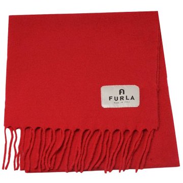 FURLA  MOON SCISTPS 經典品牌字母布標LOGO圖騰羊毛圍巾(紅色)
