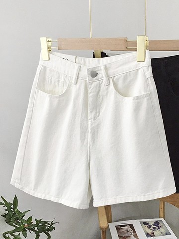 韓版港風復古設計感小眾年夏季薄款高腰顯瘦牛仔闊腿短褲女潮