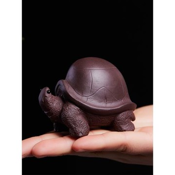 紫砂擺件小烏龜茶寵功夫茶具配件手工茶玩可養茶桌茶臺擺設茶從寵