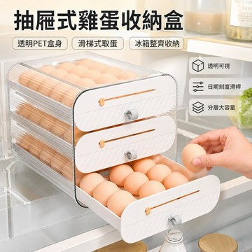 🔥臺灣出貨🥚抽屜式雞蛋收納盒 透明PET冰箱蛋盒 可抽拉雞蛋架 滑梯取蛋 廚房保鮮盒 雞蛋盒 蛋架 冰箱收納 家用