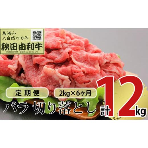 ふるさと納税 秋田県 にかほ市 《定期便》6ヶ月連続 秋田由利牛 バラ切り落とし 2kg（1kg×2パック）