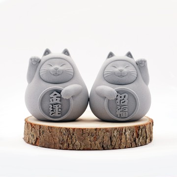 【泥研製所】清水灰 胖胖招財招福貓  (小) - 金運