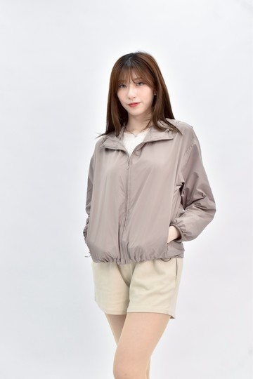 (L) uniqlo 棕色防曬連帽運動外套