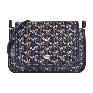 GOYARD PLUMET 經典LOGO翻蓋扁斜背包-海軍藍