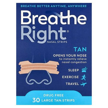 Breathe Right, 鼻貼，大號，棕褐色，30 條