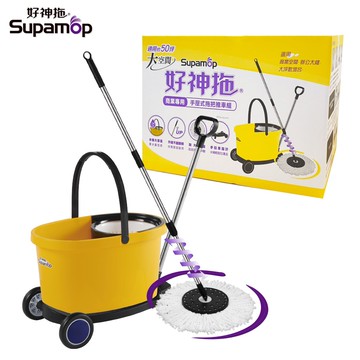 【好神拖】L740商用款手壓式旋轉拖把組(1拖+1桶+2布+1手拉車)