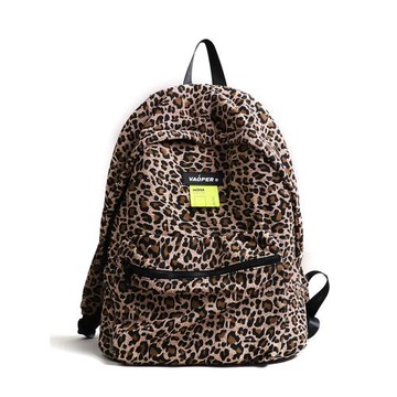 VAOPER喂牌豹紋書包女大學生新款潮牌小眾雙肩包男初高中生背包