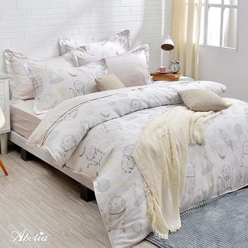 【Great Living格蕾寢飾】英國Abelia 宇宙太空貓 加大天絲木漿四件式兩用被床包組