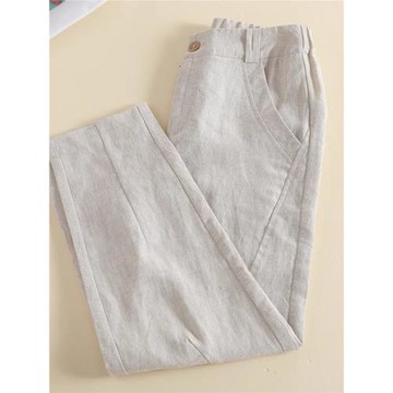 亞麻哈倫褲女夏季薄款棉麻小腳褲子高腰九分褲2025新款大碼休閑褲