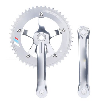 【Lixada】48T曲柄空心一體式鏈輪曲柄組鋁合金方孔單速固定齒輪騎行款銀色