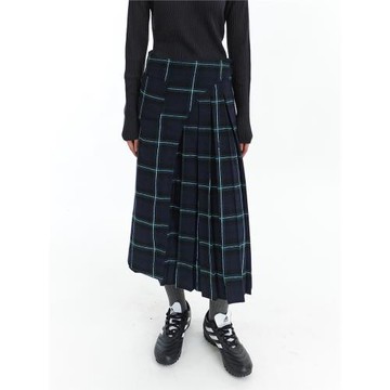 NeverSeez 層次裙蓋設計格紋百褶裙格子半裙 Pleated Skirt