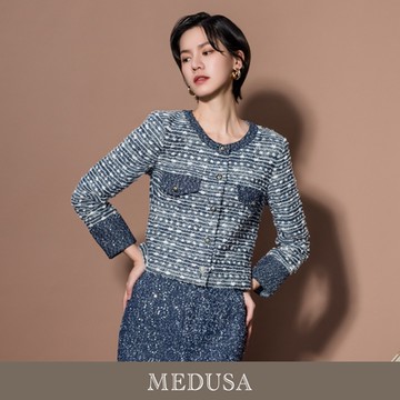 現貨【MEDUSA 曼度莎】藍白亮片混紡牛仔外套（M-XL）｜牛仔夾克 牛仔外套 休閒外套