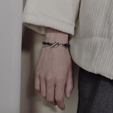 免運🔮鈦鋼雙層手鍊男潮單身個性簡約男士手飾學生復古網紅ins小衆設計鋼手鍊 男生嘻哈复古 防水 防過敏 手鏈 手鐲 首