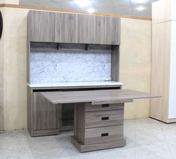 【歐風別館】5.2尺灰橡色石面多功能餐櫃附餐桌【上+下】【基隆至台中免運費】