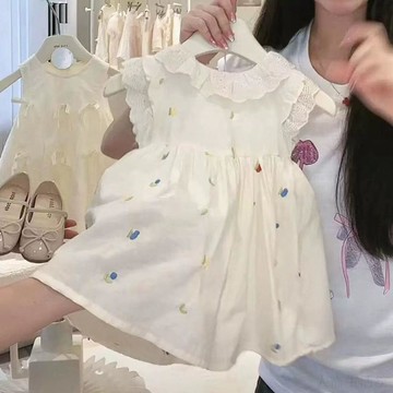 🍭臺灣出貨🍭女童夏季連衣裙薄2024新款童裝女寶寶洋氣公主裙棉嬰幼兒夏裝裙子 女童洋裝 女寶洋裝 女童連身裙 女童公