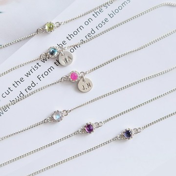 925純銀 拓帕石 紅寶石 橄欖石 拉長石 紫水晶 堇青石 刻字 手鍊